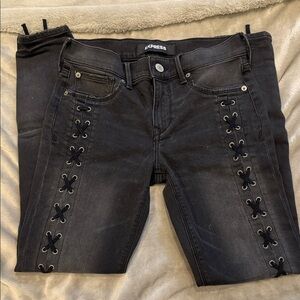 Express Women's Dark Lace-Up Skinny Jeans